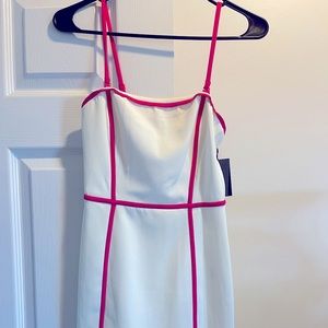 NBD White Mini Dress w/ Removable Pink Straps
